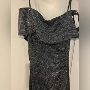 Xscape Black and Silver Maxi Dress